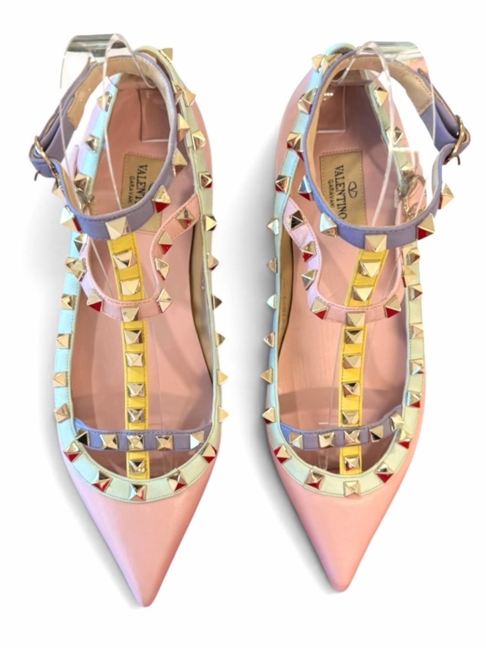 Valentino Garavani Pastel Pink iconic Rockstud Pointed Flats - Picture 7 of 15